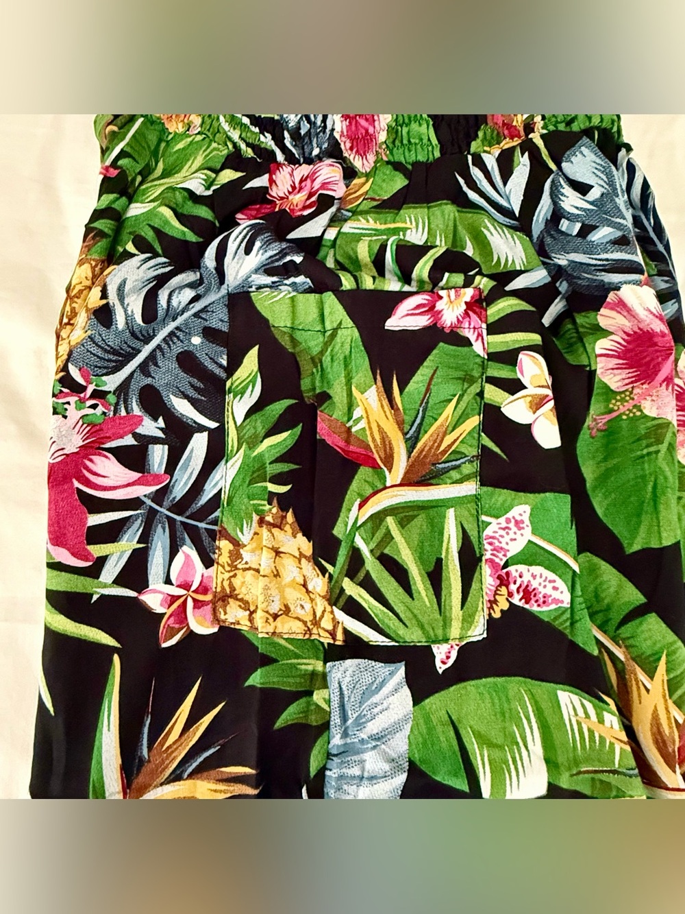 Island Planet Tropical Pineapple Floral Wide Leg Crop Beach Resort Pants OneSize - Picture 3 of 8